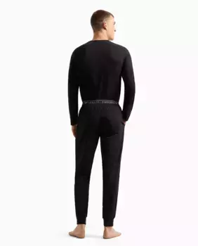 Мужская длинная хлопковая пижама Armani, черный