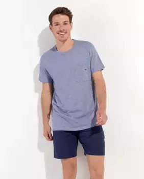 Мужская длинная пижама Hom, темно-синий