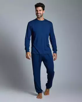 Мужская длинная пижама из модала темно-синего цвета ZD, темно-синий