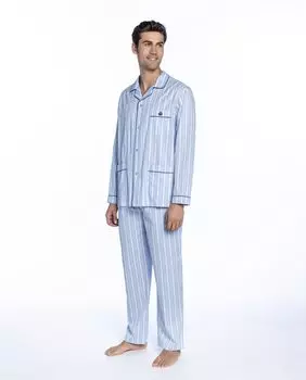 Мужская длинная пижама из поплина синего цвета Guasch, синий