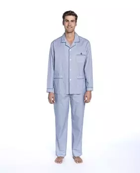 Мужская длинная пижама из поплина синего цвета Guasch, синий