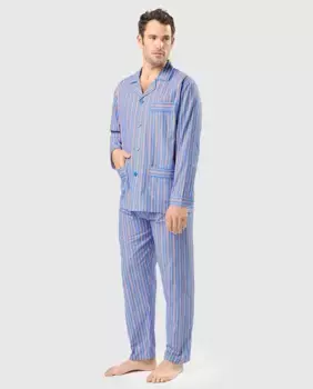 Мужская длинная пижама из синей ткани El Bho Nocturno, синий