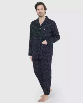 Мужская длинная пижама из синей ткани El Bho Nocturno, белый