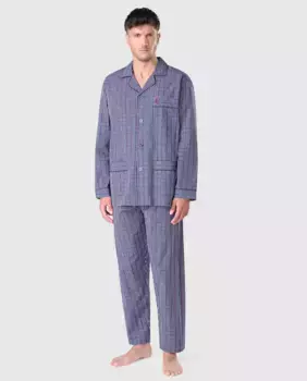 Мужская длинная пижама из синей ткани El Bho Nocturno, голубой