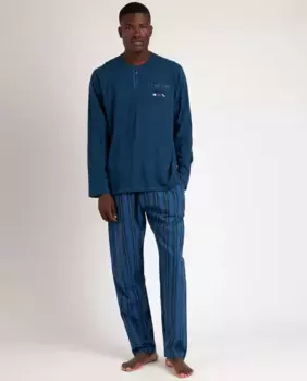 Мужская длинная пижама из синей ткани поплин Admas, синий