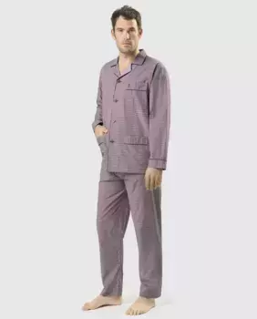 Мужская длинная пижама из темно-бордовой ткани El Bho Nocturno, белый