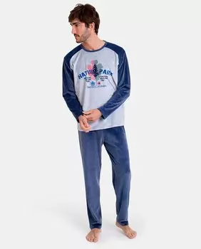 Мужская длинная пижама микрополярной вязки Massana, мультиколор