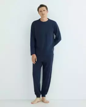 Мужская длинная пижама с круглым вырезом Dustin, темно-синий