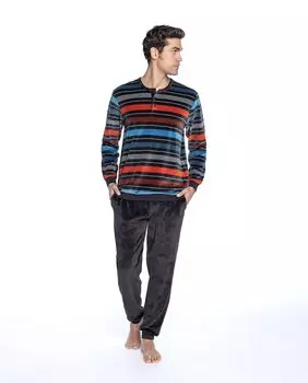 Мужская длинная серая бархатная пижама Guasch, серый