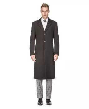 Мужская длинная шерстяная куртка длиной до колена с тремя пуговицами, пальто, верхнее пальто Braveman, цвет Charcoal