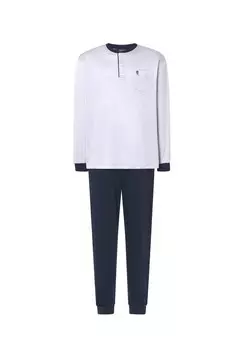 Мужская длинная трикотажная серая пижама премиум-класса с планкой на пуговицах El Bho NOCTURNO, серый