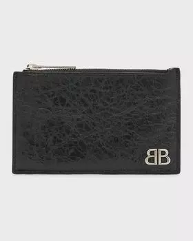 Мужская длинная визитница для монет Monaco Balenciaga, цвет 1000 Black
