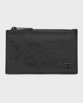Мужская длинная визитница Monaco на молнии Balenciaga, цвет 1000 Black