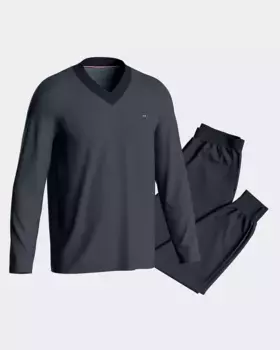 Мужская длинная вязаная пижама темно-синего цвета Edn Park, темно-синий