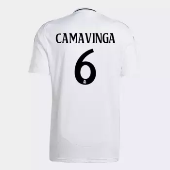 Мужская домашняя футболка Real Madrid CF 2024-2025 Camavinga 6 Adidas, белый