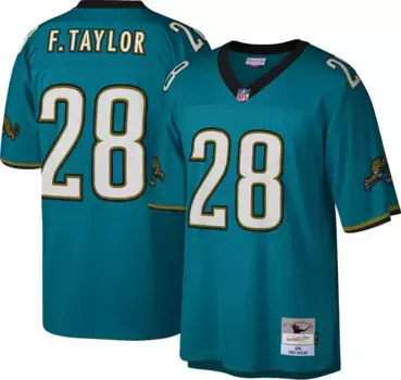Мужская домашняя майка Mitchell & Ness Jacksonville Jaguars Fred Taylor № 28, бирюзовая, 1998 г