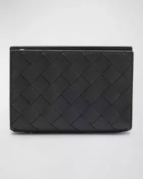 Мужская двойная визитница Intrecciato 15 Bottega Veneta, цвет Multi-Nero