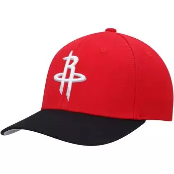 Мужская двухцветная эластичная бейсболка Mitchell & Ness Red/Black Houston Rockets MVP Team 2.0