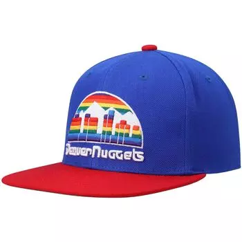 Мужская двухцветная бейсболка Snapback 2.0 Mitchell & Ness Royal/Red Denver Nuggets Hardwood Classics Team