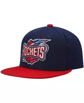 Мужская двухцветная бейсболка Snapback 2.0 темно-синего и красного цветов Houston Rockets Hardwood Classics Team Mitchell & Ness