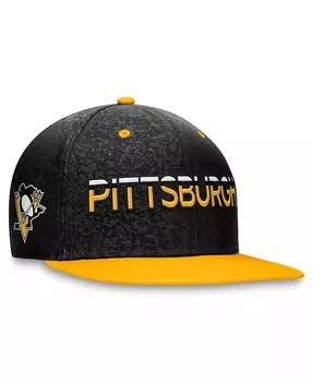 Мужская двухцветная бейсболка Snapback черного/золотого цвета Pittsburgh Penguins Authentic Pro Rink Fanatics, черный
