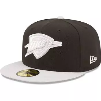 Мужская двухцветная цветная упаковка New Era черная/серая Oklahoma City Thunder 59FIFTY Облегающая шляпа