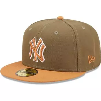 Мужская двухцветная цветная упаковка New Era оливково-коричневого цвета New York Yankees 59FIFTY Облегающая шляпа