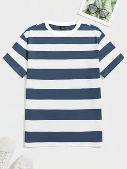 Мужская двухцветная футболка Hypemode, круглый вырез Manfinity, синий/белый