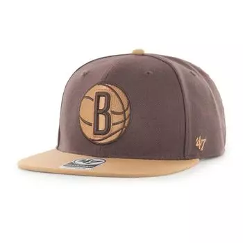 Мужская двухцветная кепка Captain Snapback '47 коричневого цвета Brooklyn Nets No Shot