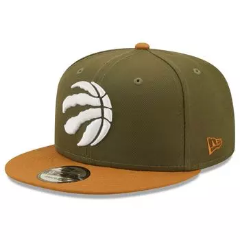 Мужская двухцветная кепка New Era оливково-коричневого цвета Toronto Raptors 9FIFTY Snapback