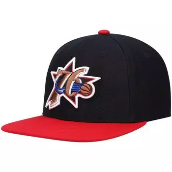 Мужская двухцветная кепка Snapback 2.0 Mitchell & Ness Black/Red Philadelphia 76ers Hardwood Classics Team