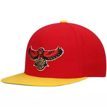 Мужская двухцветная кепка Snapback 2.0 Mitchell & Ness Red/Yellow Atlanta Hawks Hardwood Classics Team