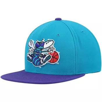 Мужская двухцветная кепка Snapback 2.0 Mitchell & Ness Teal/Purple Charlotte Hornets Hardwood Classics Team