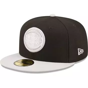 Мужская двухцветная мужская бейсболка New Era черно-серая Detroit Pistons 59FIFTY с приталенной кепкой
