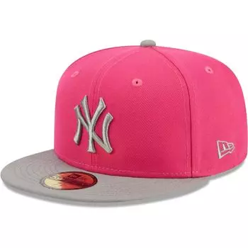 Мужская двухцветная мужская бейсболка New Era Pink New York Yankees 59FIFTY с приталенной кепкой