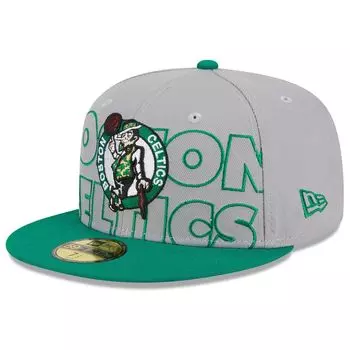 Мужская двухцветная облегающая шляпа New Era Grey/Kelly Green Boston Celtics 2023 NBA Draft 59FIFTY
