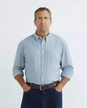 Мужская двухцветная полосатая классическая рубашка-оксфорд с легким утюгом, большие размеры Dustin, светло-синий