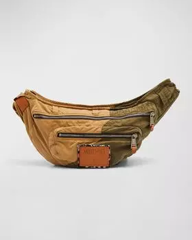 Мужская двухцветная сумка через плечо-карго Moschino, цвет Brown Multi