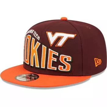 Мужская двухцветная винтажная кепка Snapback 9FIFTY с темно-бордовым принтом New Era Virginia Tech Hokies