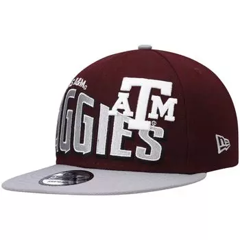 Мужская двухцветная винтажная шляпа Snapback New Era Maroon Texas A&M Aggies Wave 9FIFTY