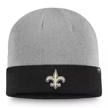 Мужская двухцветная вязаная шапка NFL Pro Line от Fanatics Branded Heathered Grey/Black New Orleans Saints с манжетами