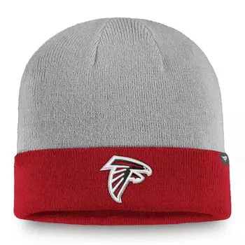 Мужская двухцветная вязаная шапка NFL Pro Line от Fanatics Branded Heathered серо-красная с манжетами Atlanta Falcons