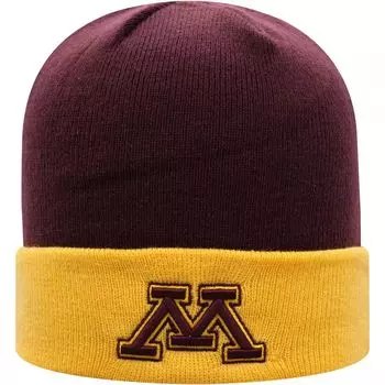 Мужская двухцветная вязаная шапка с манжетами Top of the World Maroon/Gold Minnesota Golden Gophers Core