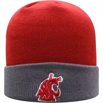 Мужская двухцветная вязаная шапка Top of the World малинового/серого цвета Washington State Cougars Core с манжетами
