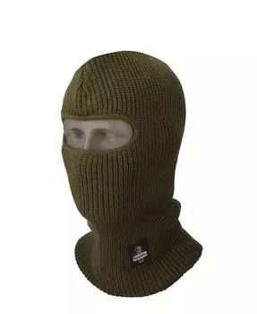 Мужская двухслойная акриловая трикотажная маска-балаклава с открытым отверстием RefrigiWear, зеленый