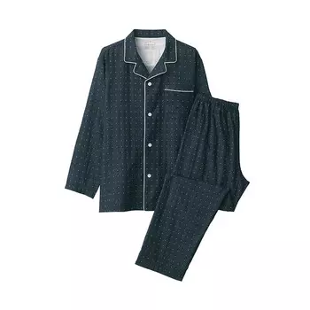 Мужская двухслойная пижама Muji из чистого хлопка в полоску, темно-синий