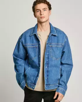 Мужская двухсторонняя джинсовая куртка свободного кроя Pepe Jeans, синий