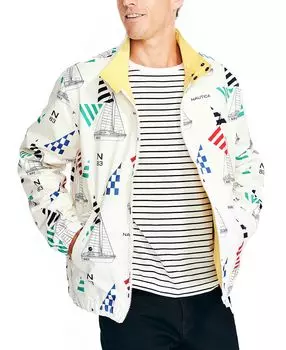 Мужская двусторонняя куртка классического кроя с логотипом и молнией во всю длину Nautica, белый