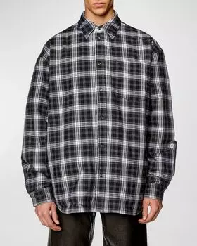 Мужская двусторонняя куртка-рубашка в клетку Dewny Diesel, цвет Black Black Black