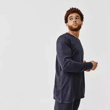 Мужская дышащая рубашка для бега с длинными рукавами - Dry+ black KALENJI, черный